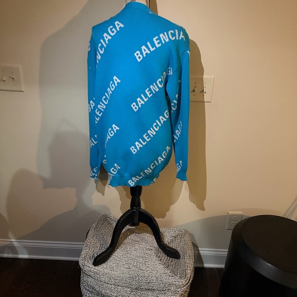 Balenciaga Teal Logo Cardigan - Picture 5 of 9